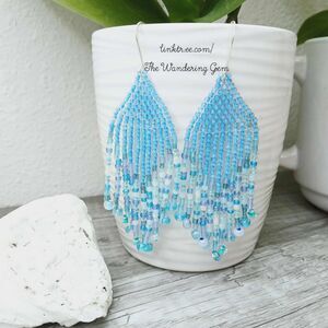 BOGO EARRINGS Boho Chic Beaded Fringe Cascade Dangle Earrings, 3.25"